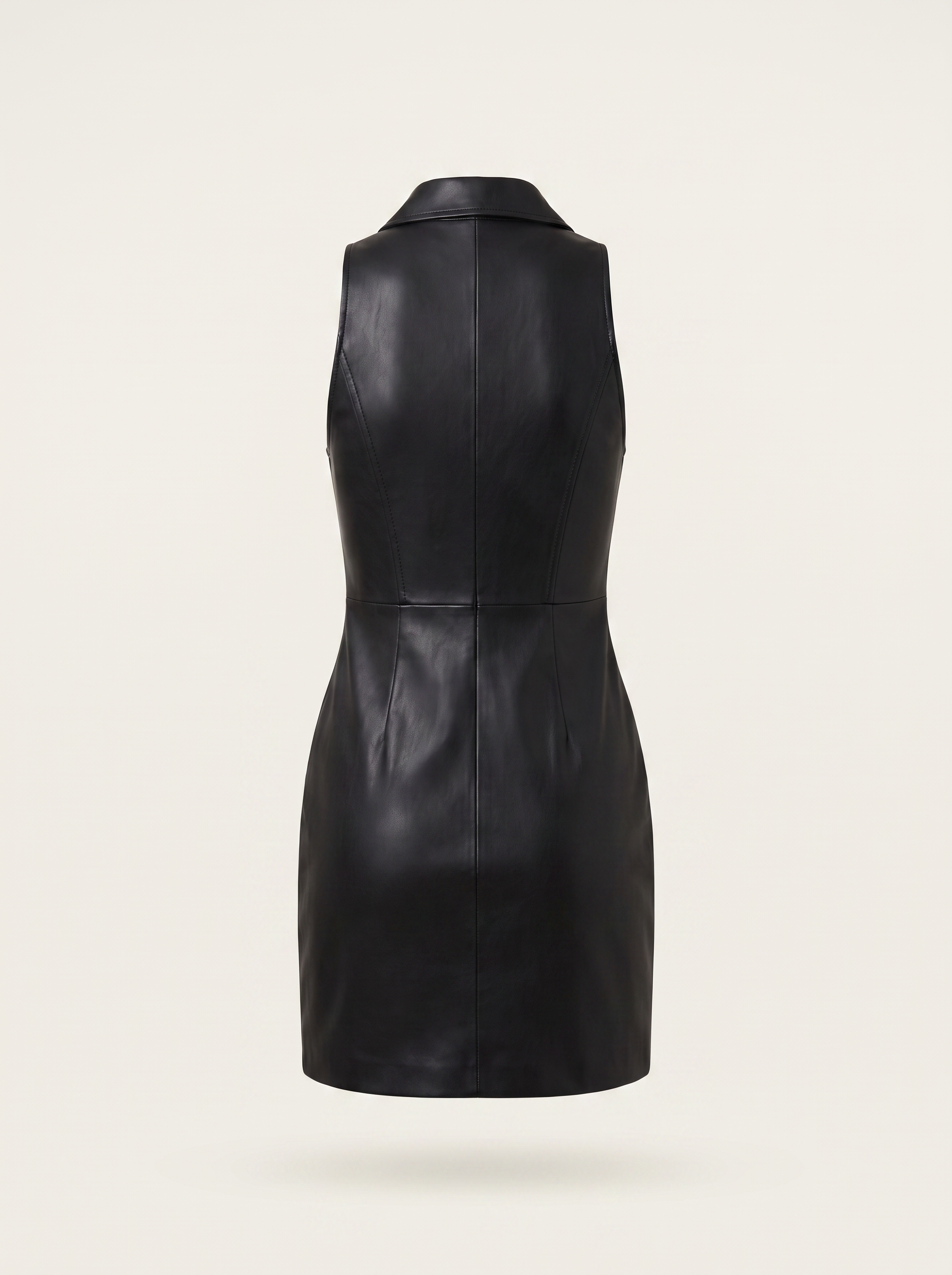 Apolline Vegan Leather Dress – BLACK - Ghost Mannequin Back