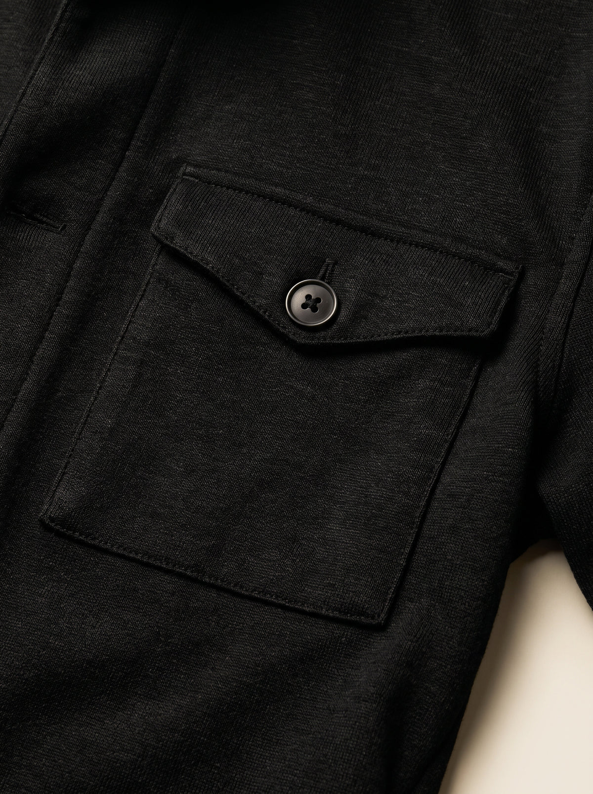 FRADI SLJ Overshirt – BLACK - Chest Pocket Detail