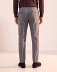 Briglia BG21 Mélange Pleated Trouser – GREY - Hero Back — on model, just above waistband through full shoes