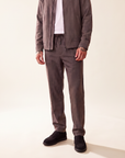 PINSTRIPE TAPERED SUIT PANTS - LES DEUX – SHOPPING BAG BROWN - Hero Front