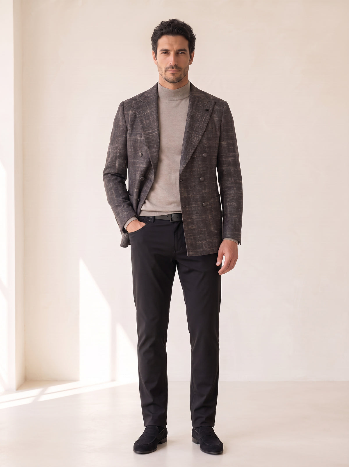 MICHELANGELO WATER WASH 5 POCKET - BLACK – BLACK - Full Front Model