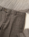 Brandon Glen-Plaid Trousers – SAND – BROWN GREY - Fabric Detail