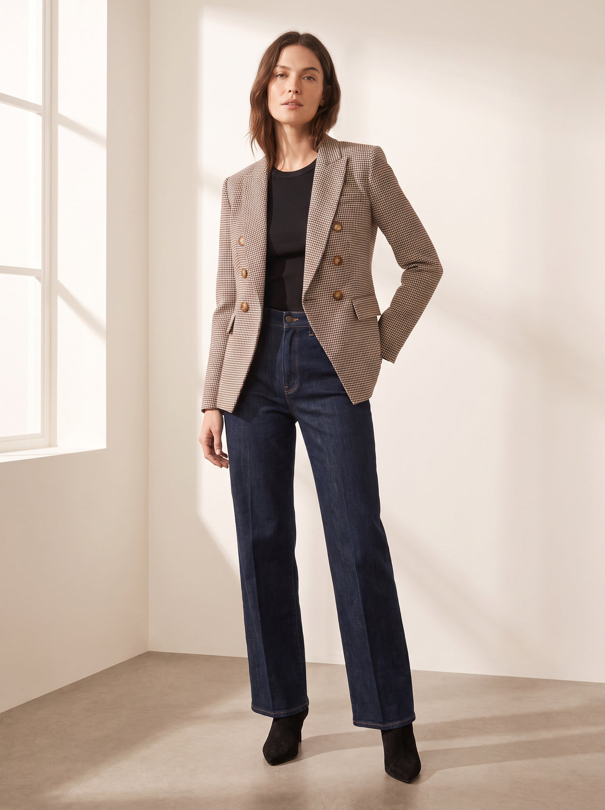 Miller Houndstooth Dickey Jacket — Rust/Navy Multi – RUST/NAVY MULTI - Full Front Model