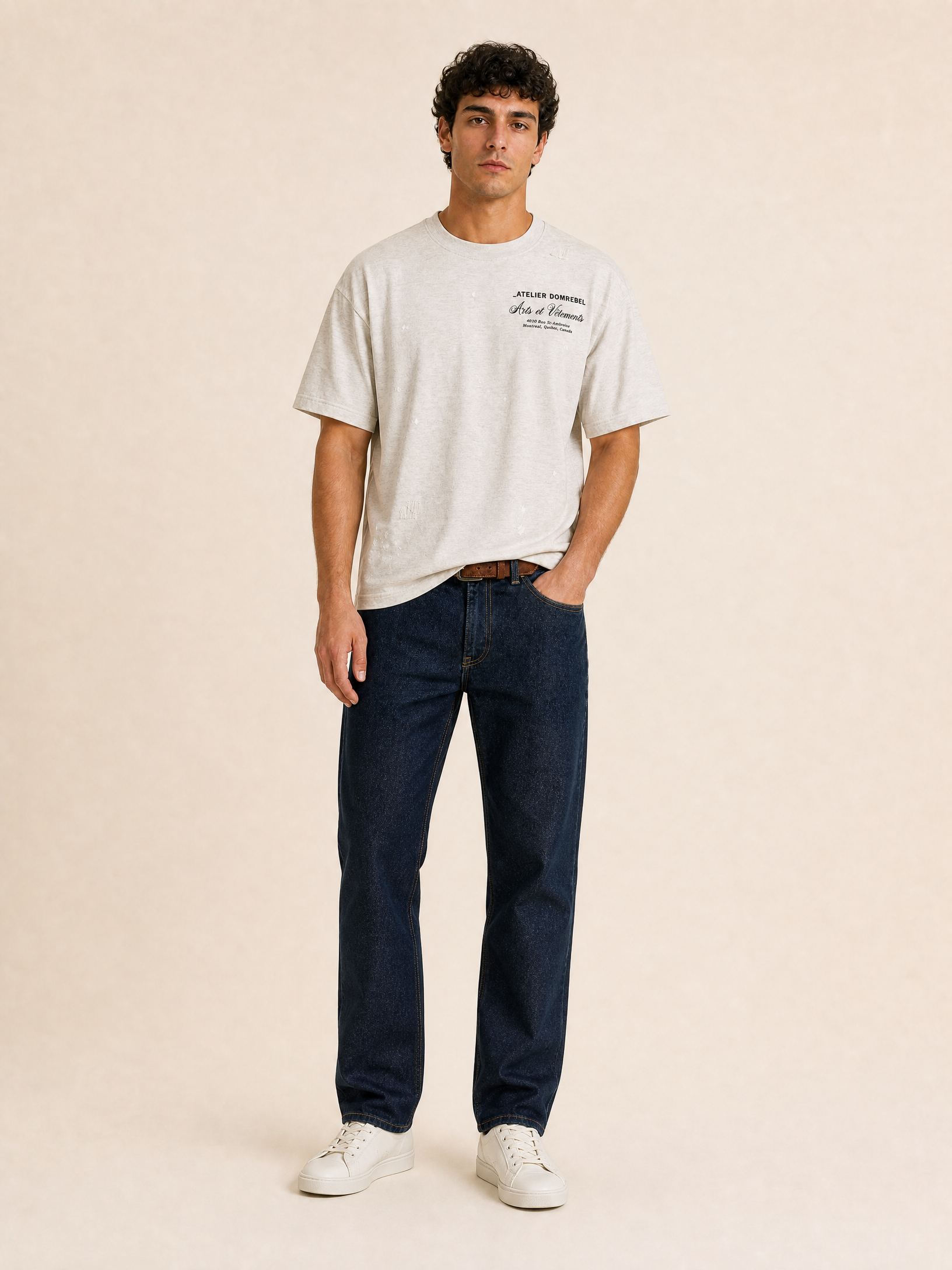 ART VETEMENTS T-SHIRT - DOM REBEL – GREY - Full Front Model