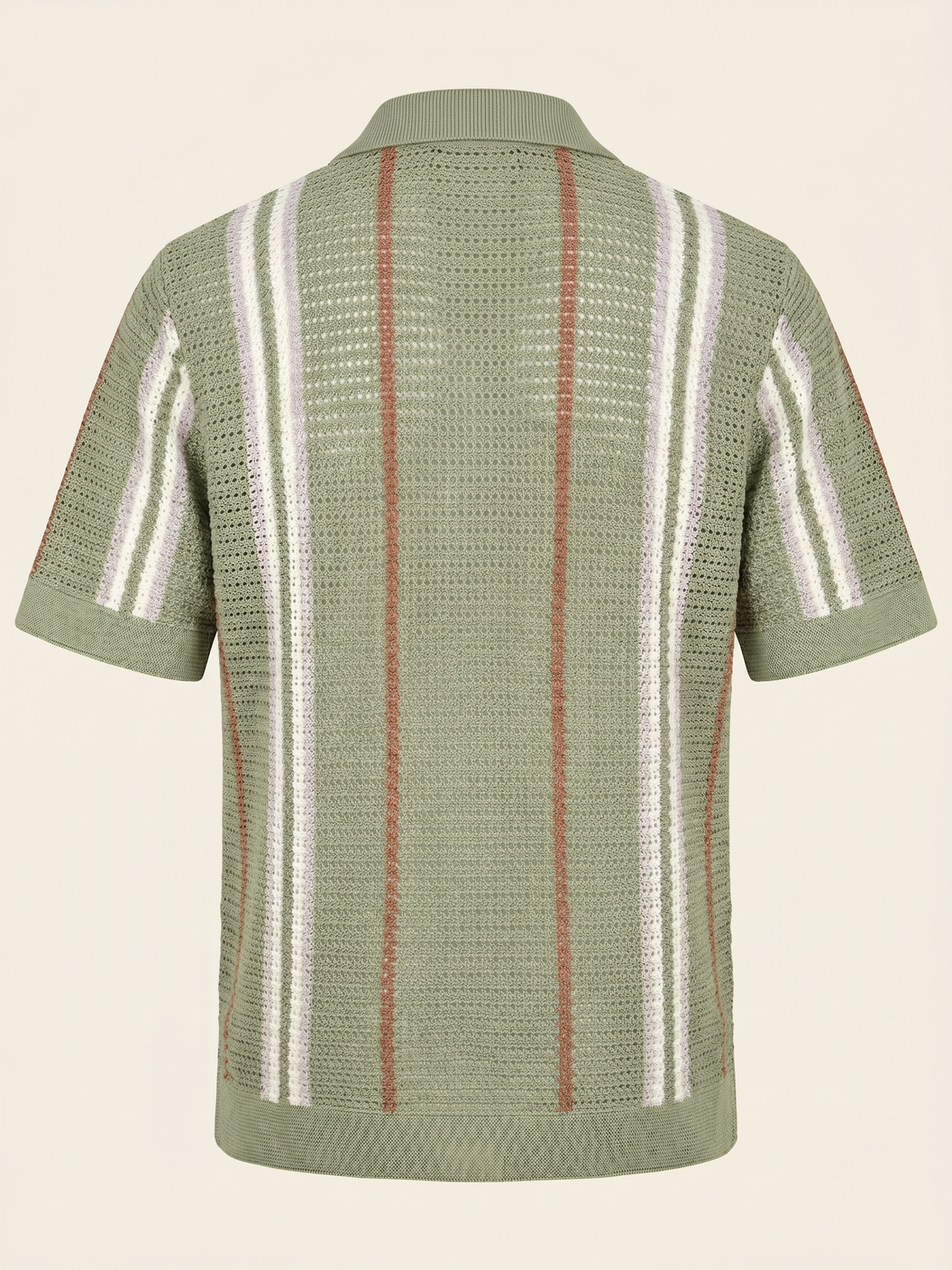 Ferrante Knit Stripe SS Full Button – Green - Ghost Back