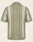 Ferrante Knit Stripe SS Full Button – Green - Ghost Back