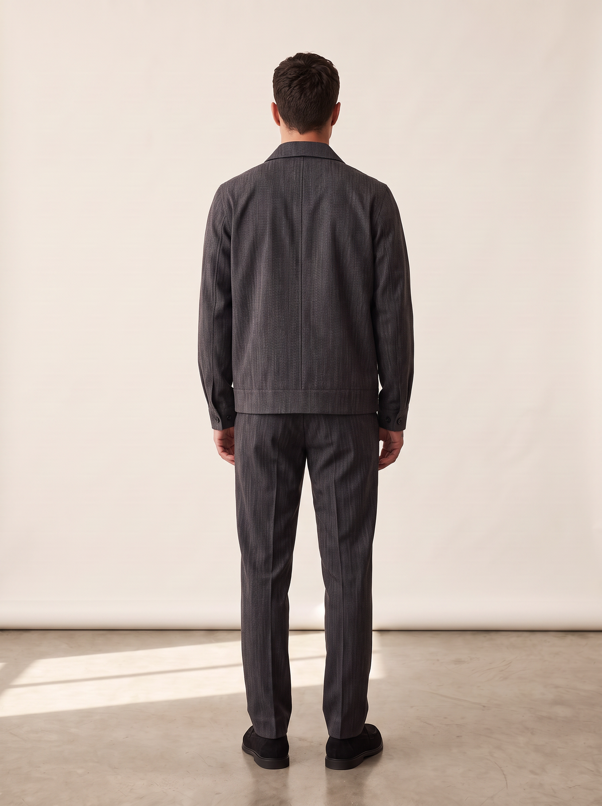HERRINGBONE COACH JACKET - LES DEUX – BLACK - Full Back Model