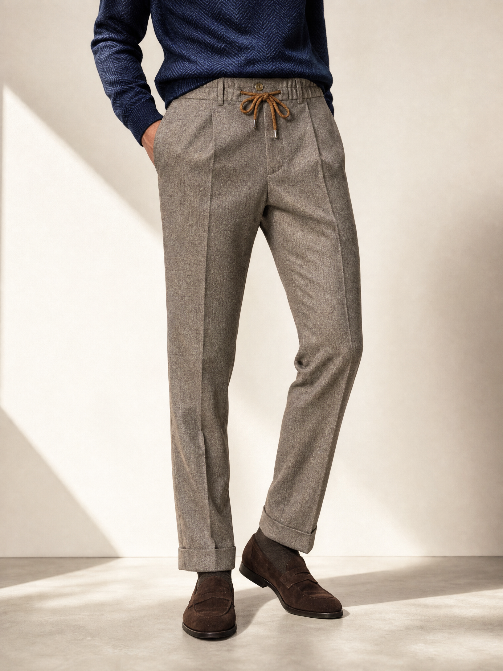 Briglia Isolas Drawstring Dress Pant – BROWN - Hero Front