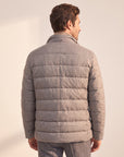 DUNO Theodor Double-Breasted Wool Down Jacket – DARK STONE - Mid-body back