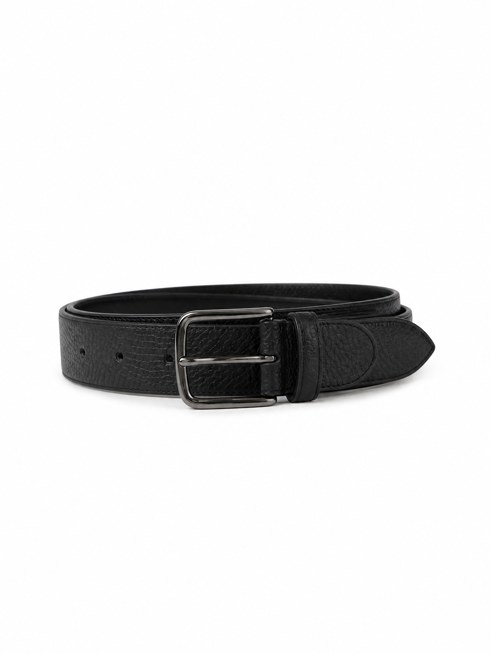 Paolo Vitale Pebbled Leather Belt – BLACK - Coiled Hero