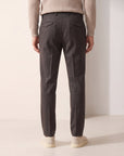 Briglia BG21 Mélange Pleated Trouser – BROWN - Hero Back — on model, just above waistband through full shoes