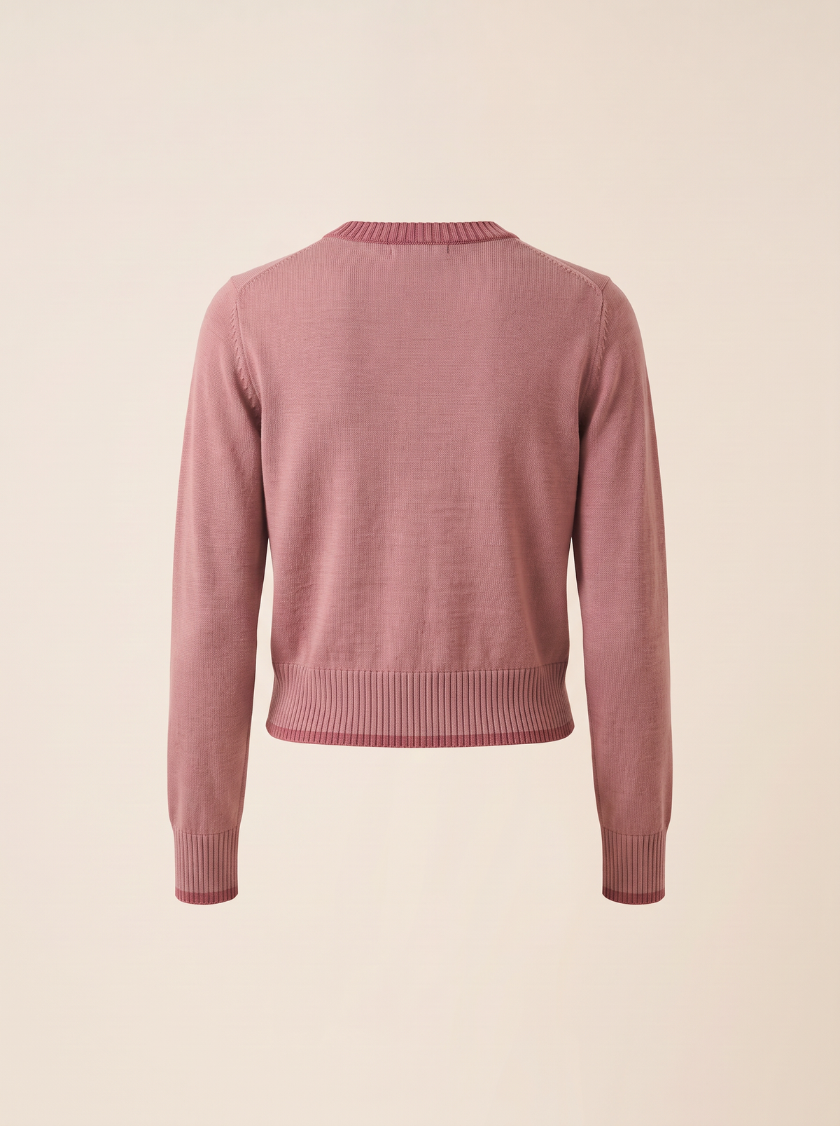 Extrafine Merino Plaited Cropped Crew – ROSA - Ghost Mannequin Back