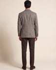 Star Easy Herringbone Blazer – SAND – GREY BROWN - Full Body Back
