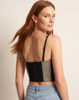 Sonya Bustier – BEIGE/BLACK LUREX GLEN PLAID - Hero Back