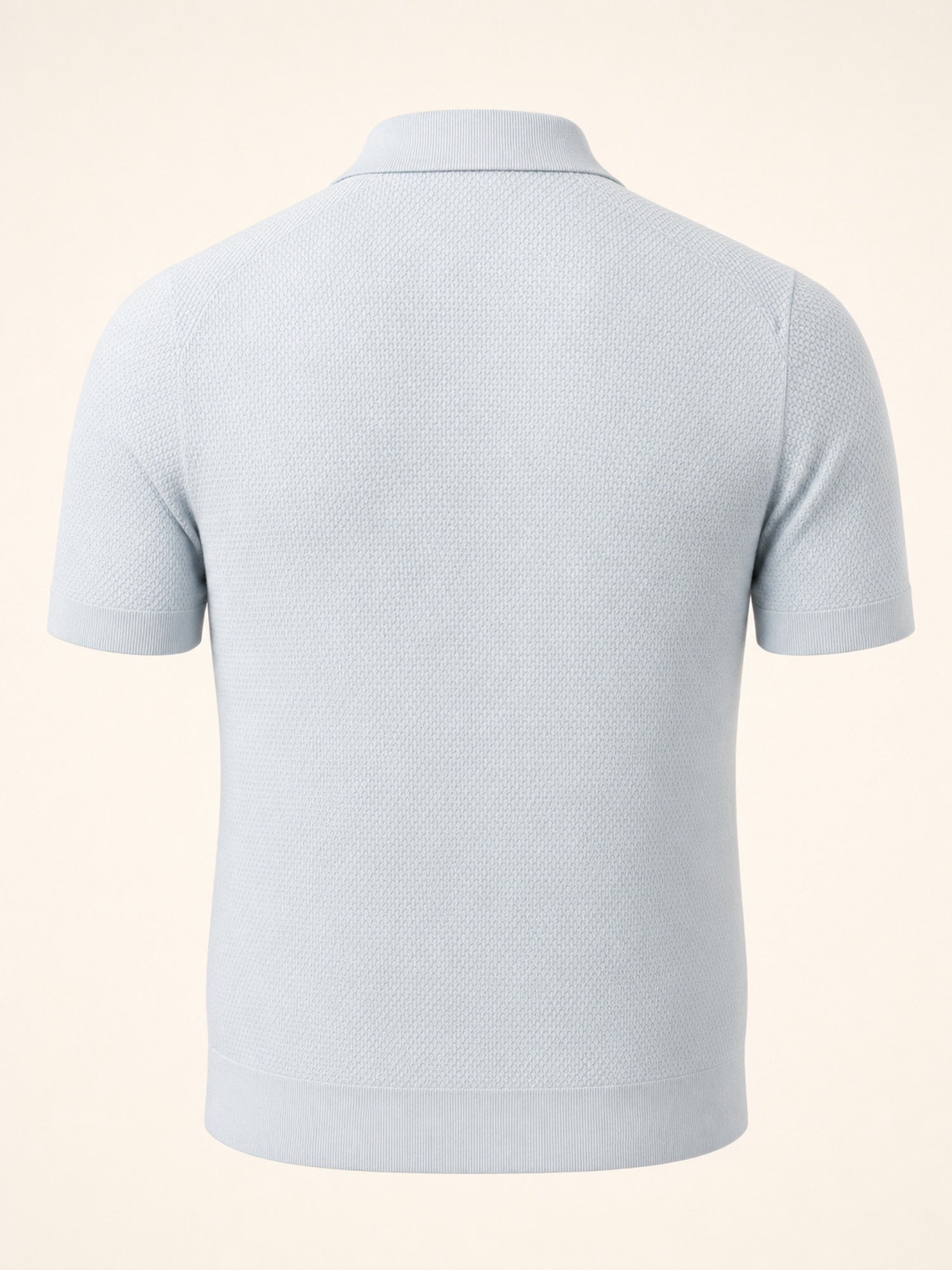 Gran Sasso Egyptian Cotton Popcorn Knit Polo – Light Blue - Ghost Back