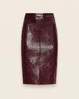 Violetta Vegan Leather Skirt – DARK PORT CROC - Ghost Mannequin Back