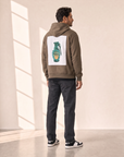 BOMB SILK PRINT HOODIE - BASTILLE – ARMY - Full Body Back