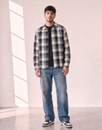 STRUCTURED CHECK OVERSHIRT - LES DEUX – DARK NAVY - Full Front Model