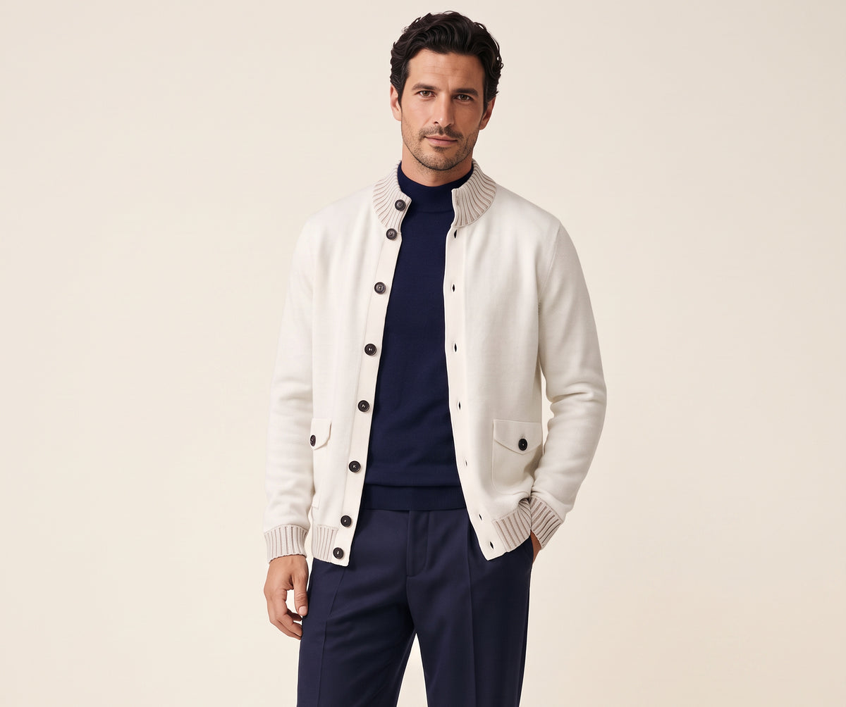 FRADI Milk/Beige Button Cardigan – MILK/BEIGE - Hero Front