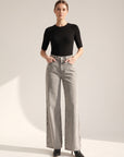 Kasey Mid-Rise Wide-Leg Jean — Backroad Grey – BACKROAD GREY - Full Front Model