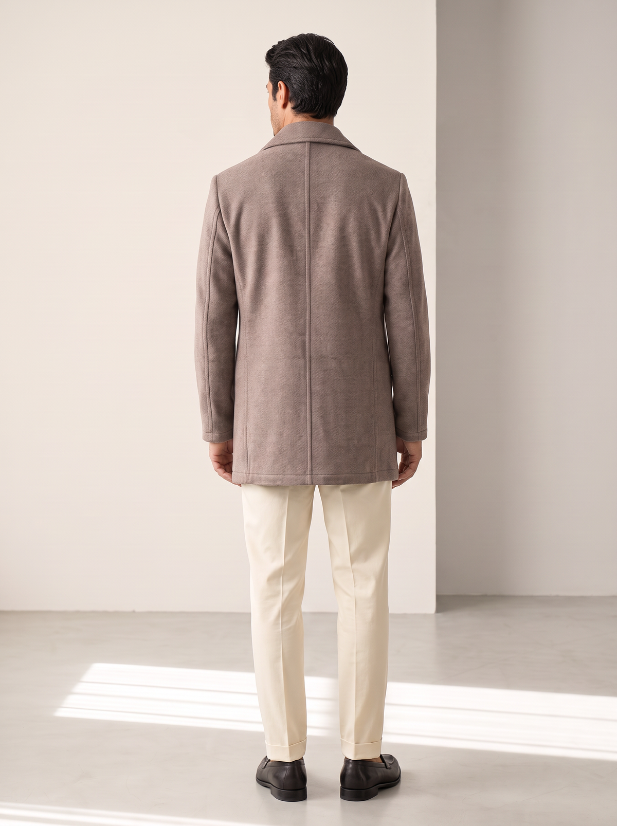 FERRANTE EXTRAFINE MERINO WOOL DIAMOND JACQUARD CREWNECK – ANTHRACITE - Full Back Model