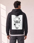 SKATE C ALCANTERA PRINT HOODIE - BASTILLE – BLACK - Rear Artwork Hero