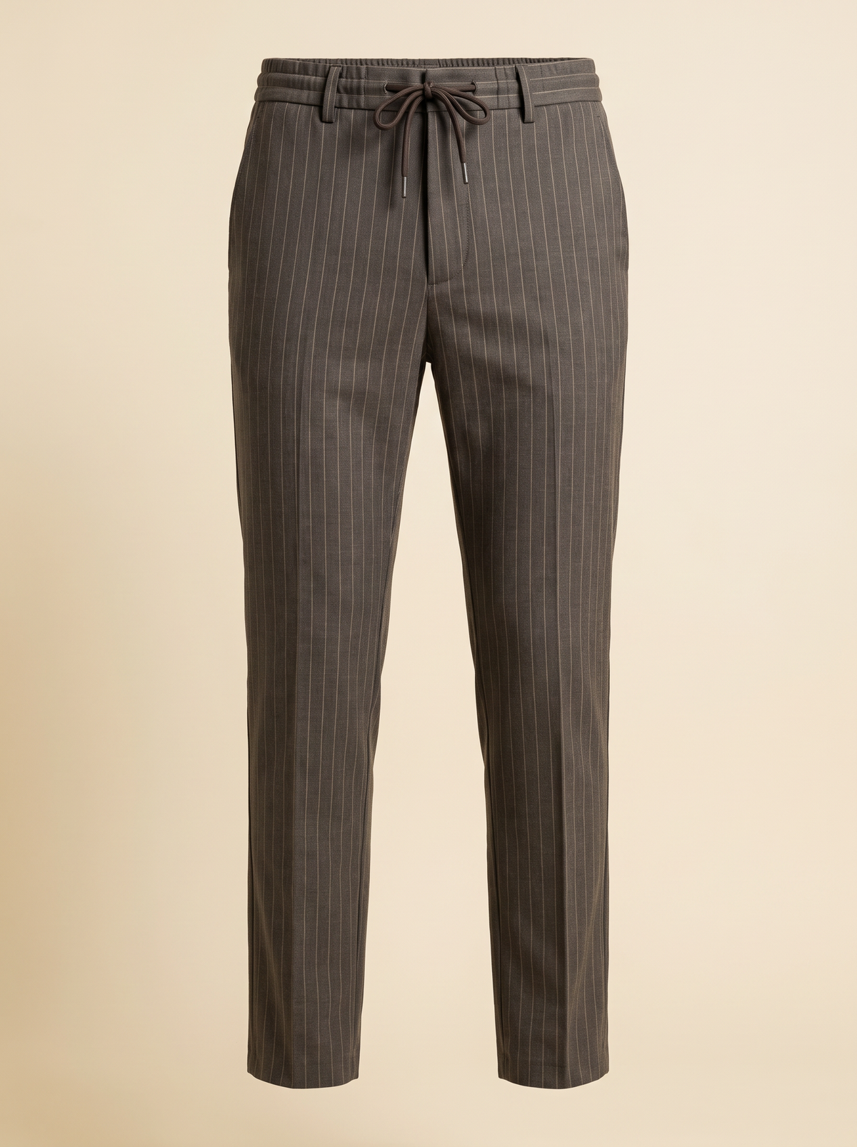 PINSTRIPE TAPERED SUIT PANTS - LES DEUX – SHOPPING BAG BROWN - Ghost Front
