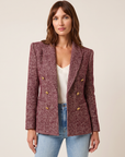 Karima Tweed Blazer – MERLOT RED/ECRU TWEED - Hero Front