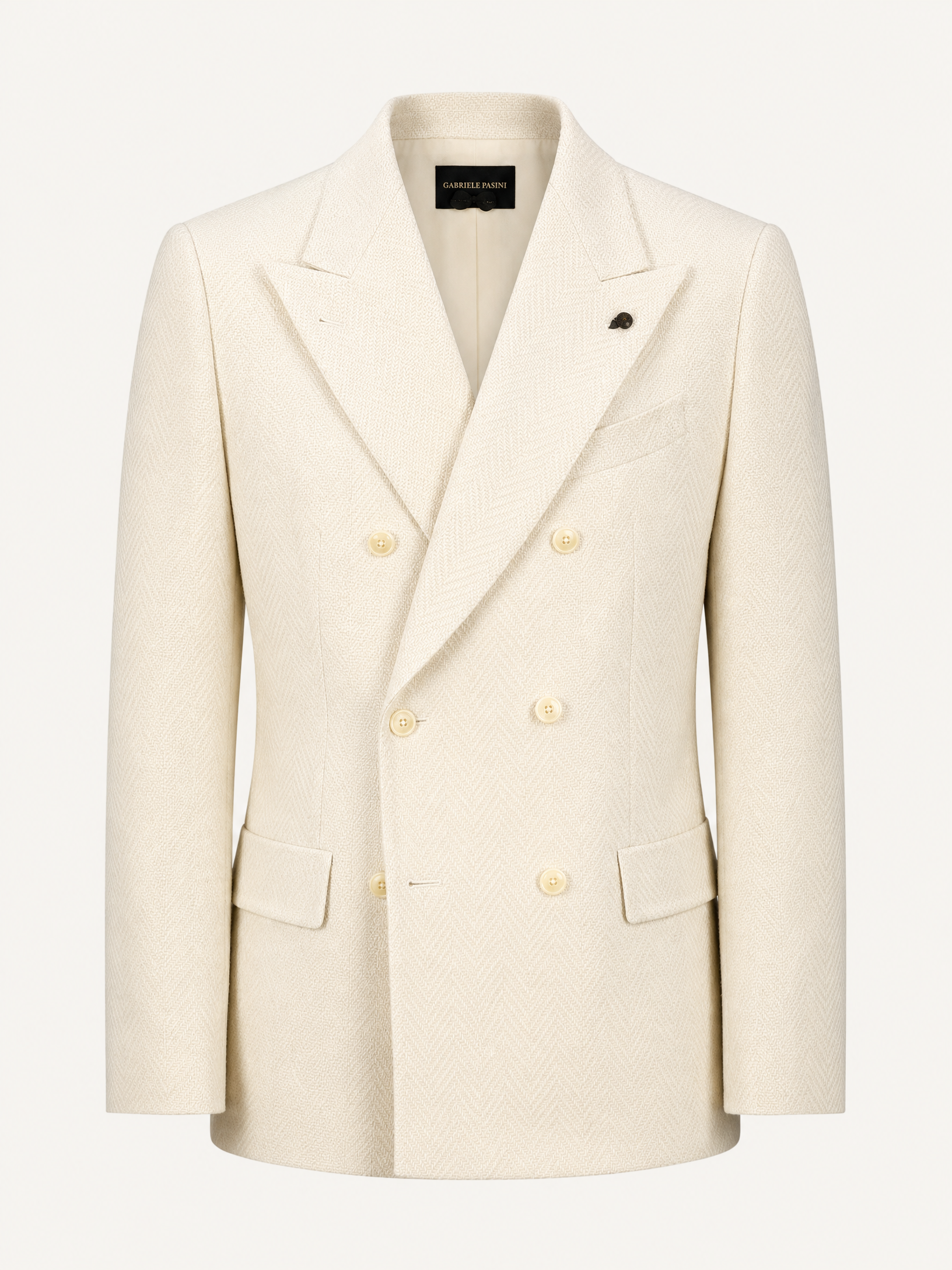 DB Knit Peak Lapel Blazer Gabriele Pasini – IVORY - Ghost Mannequin Front