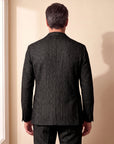 Circolo 1901 Double-Breasted Herringbone-Print Suit – BLACK - Mid-Body Back