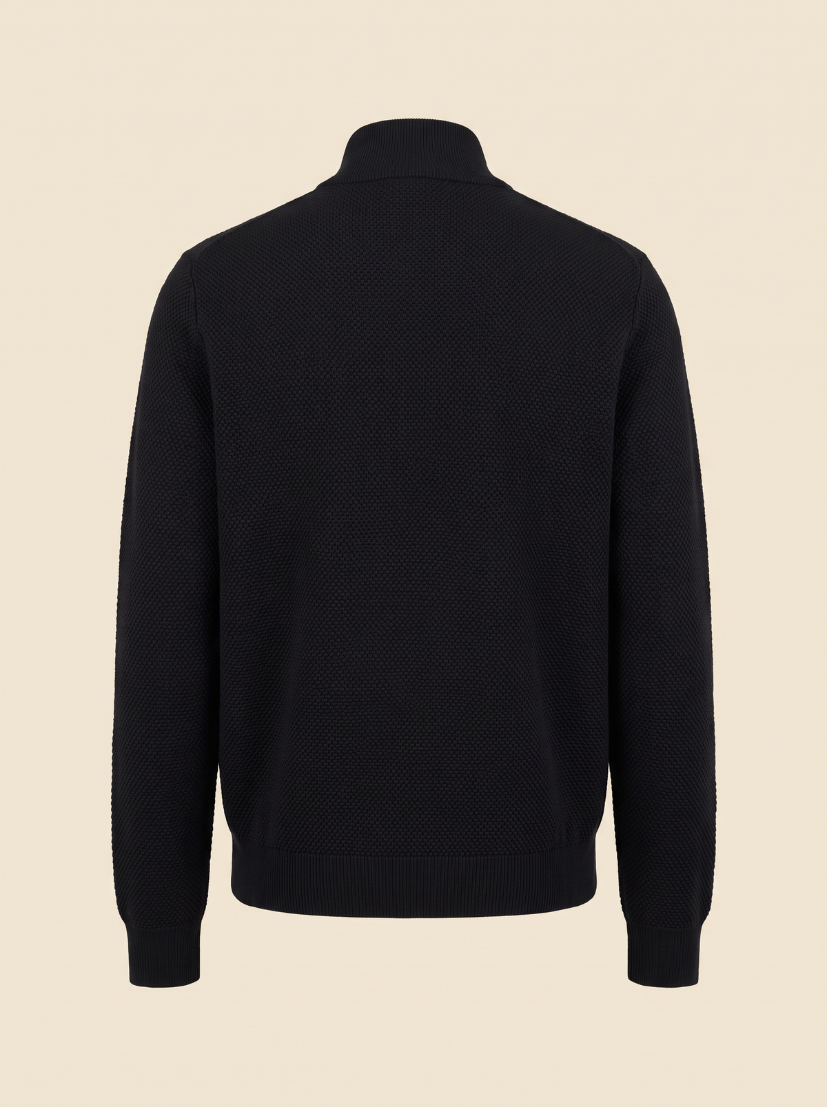RICE STITCH FULL-ZIP CARDIGAN – BLACK - Ghost Back
