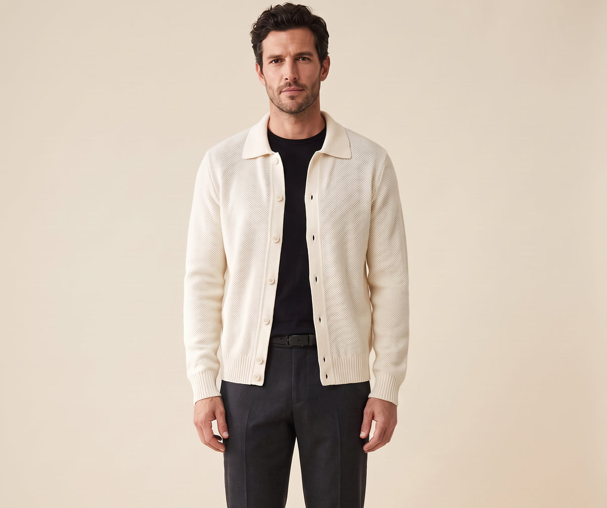 FRADI Milk Collared Cardigan – MILK - Hero Front