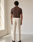 SAND Knit Polo – BROWN - Full Back Model