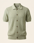 Ferrante SS Knit Button Shirt – Forest - Detail Back