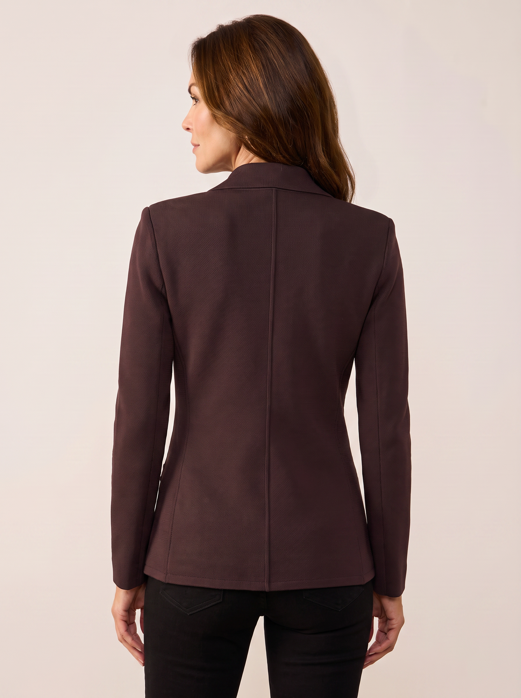 Amelia Knit Blazer – DARK JAVA/GOLD - Hero Back