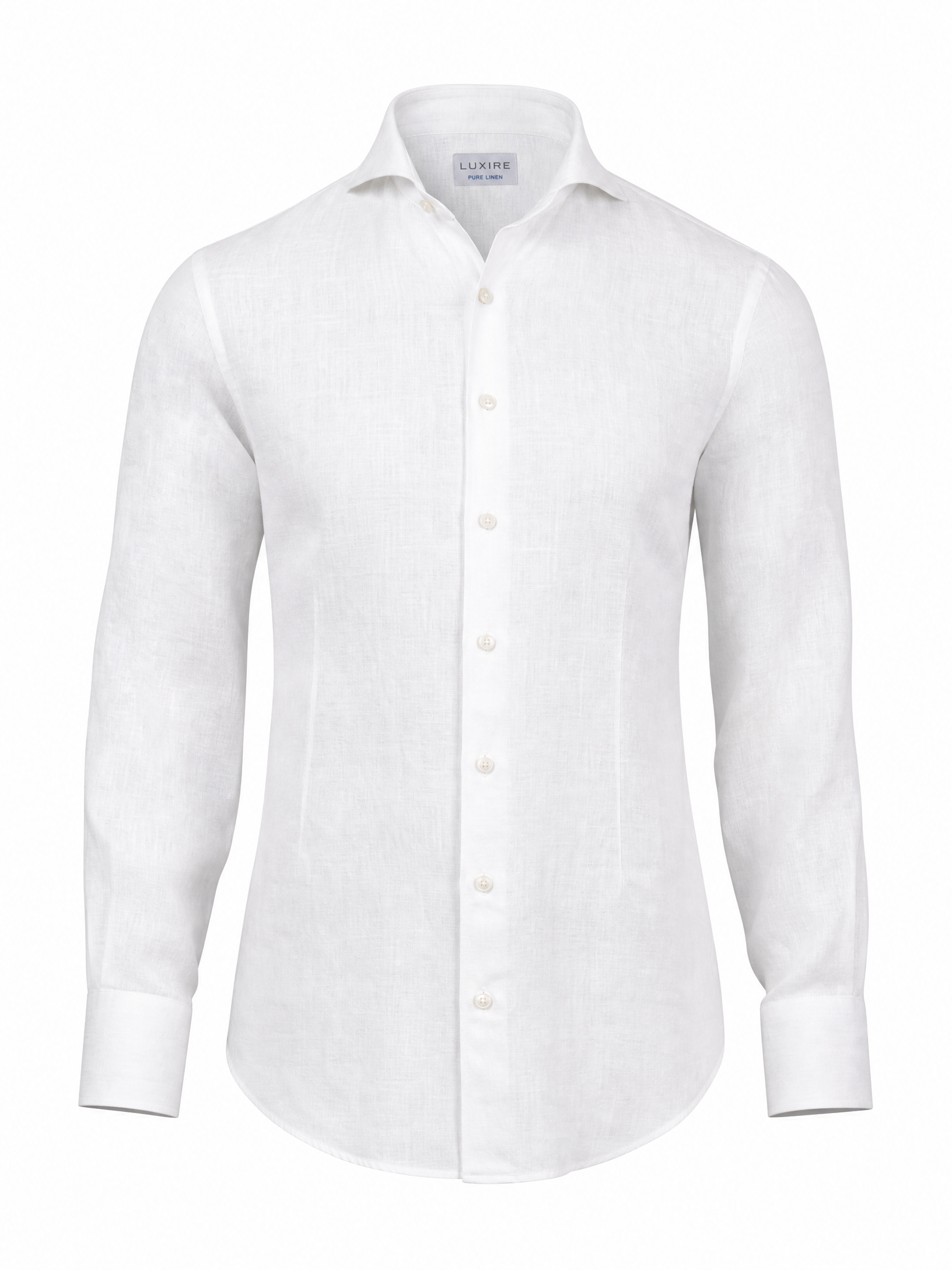 SAND Linen Dress Shirt – WHITE - Ghost Mannequin Front
