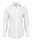 SAND Linen Dress Shirt – WHITE - Ghost Mannequin Front