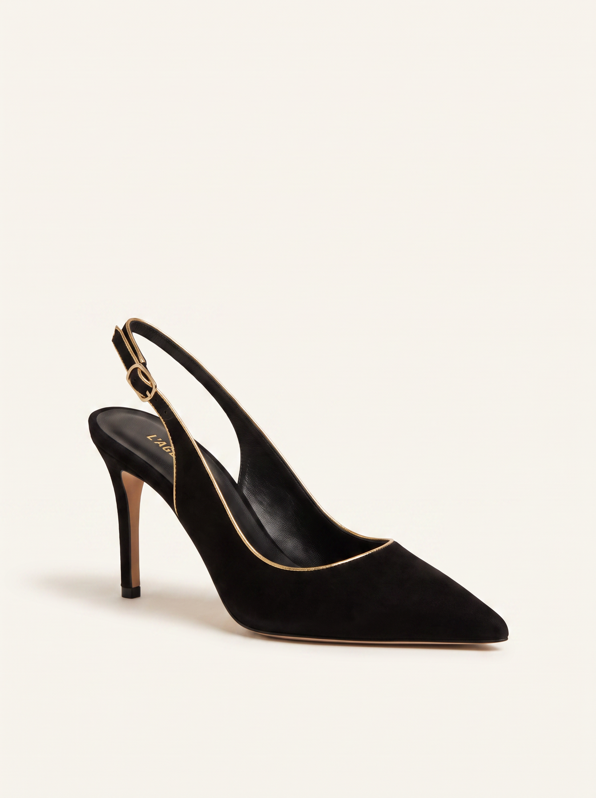 Vichy Slingback Pump – BLACK SUEDE - Three-Quarter Product Hero