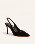 Vichy Slingback Pump – BLACK SUEDE - Three-Quarter Product Hero