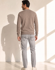 MERINO MOULINE WOOL CREWNECK – LIGHT CAMEL - Full Body Back
