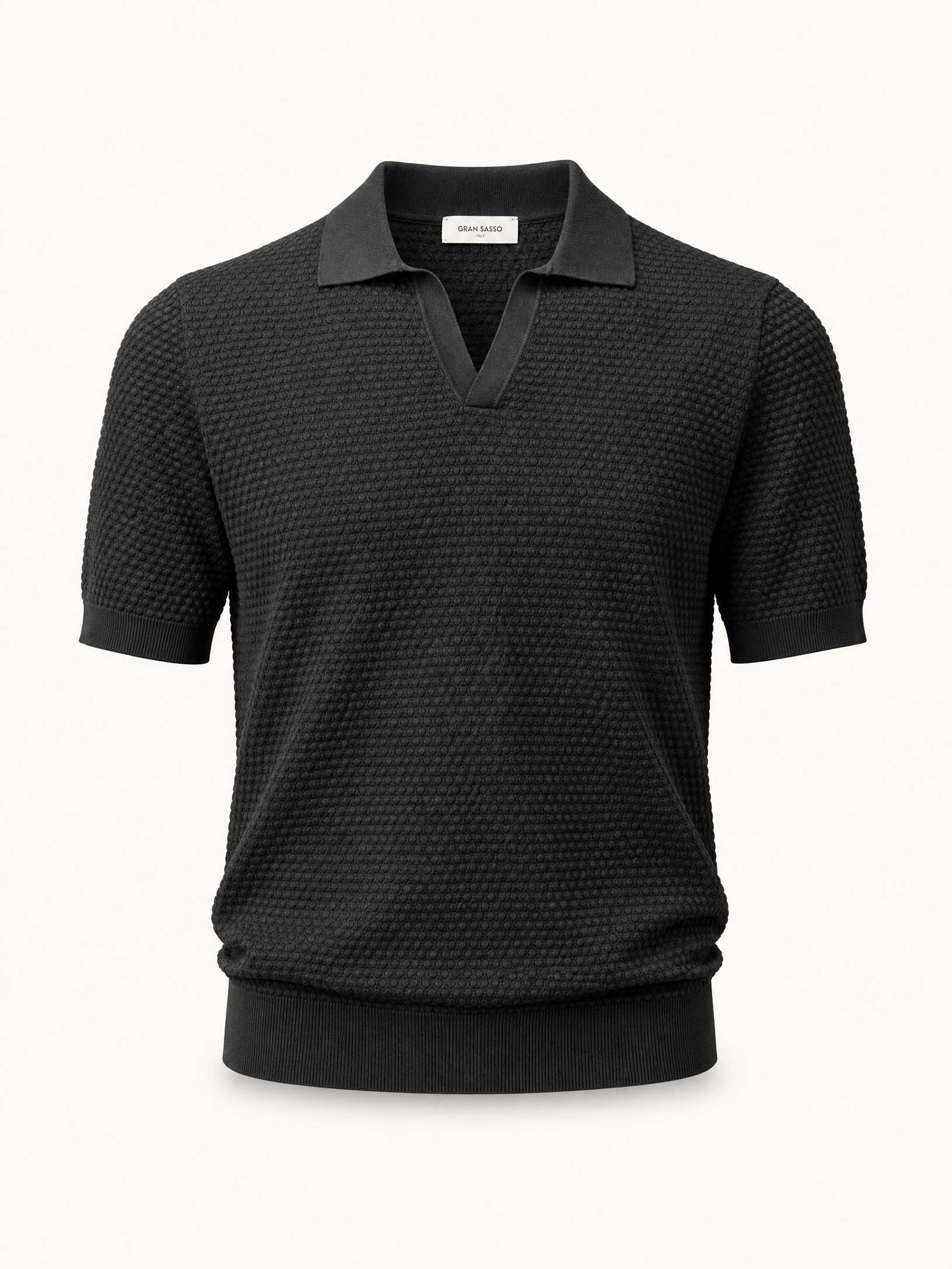 Gran Sasso Popcorn Johnny Polo – BLACK - Ghost Mannequin Front