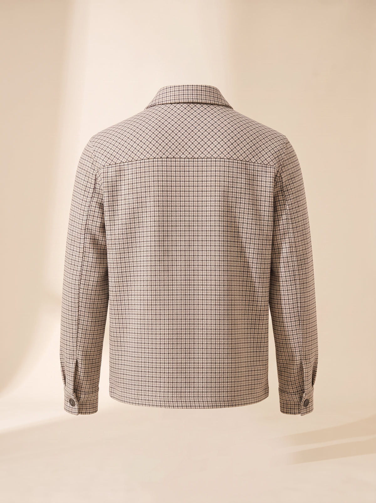 Aiden Micro-Check Zip Shirt Jacket – SAND – CREAM CHARCOAL - Ghost Back