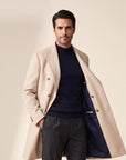 Sultan Double-Breasted Coat – SAND – CREAM - Hero Front