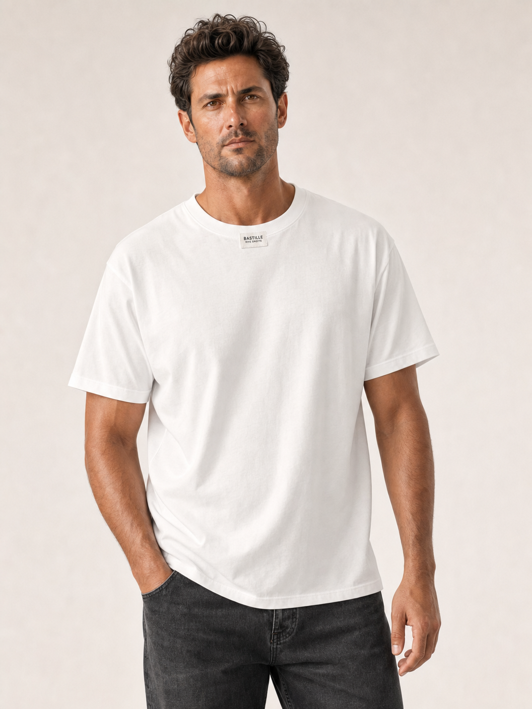 Bastille Damasc Printed T-Shirt Ball — White — Detail Front