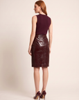 Violetta Vegan Leather Skirt – DARK PORT CROC - Full Back Model
