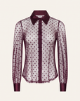 L’AGENCE Sophie Swiss Dot Blouse – DEEP SANGRIA SWISS DOT - Ghost Mannequin Front