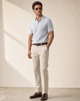 Gran Sasso Egyptian Cotton Popcorn Knit Polo – Light Blue - Hero Front