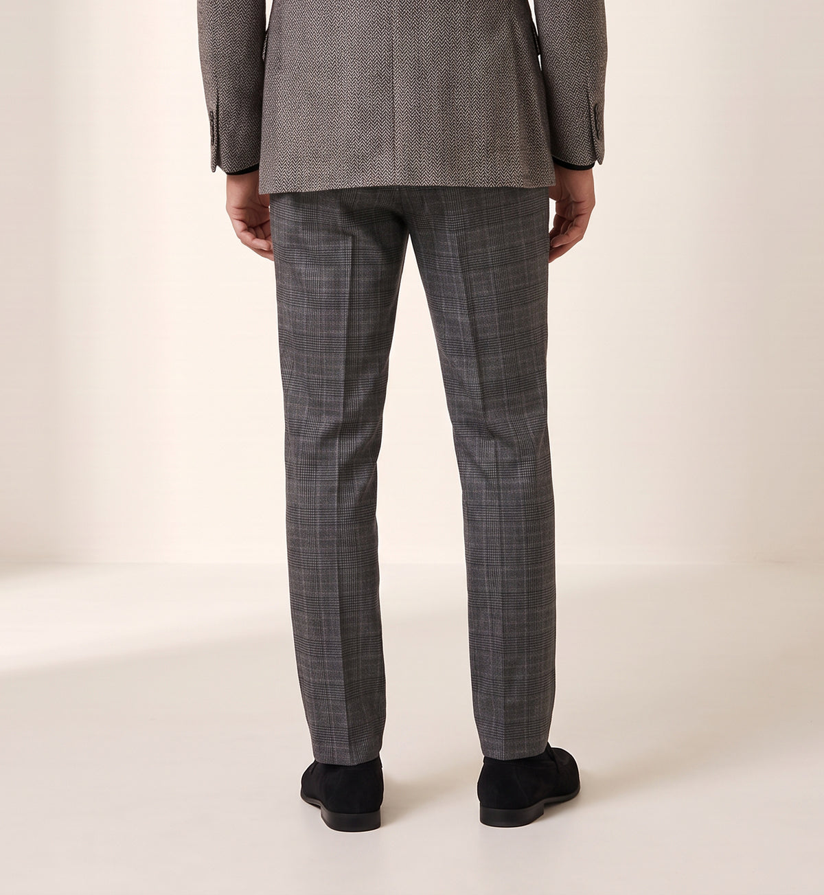Brandon Glen-Plaid Trousers – SAND – DARK GREY - Hero Back