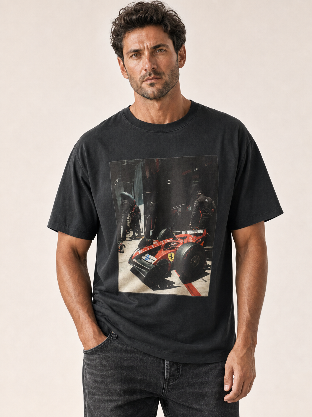 Bastille Silk Printed T-Shirt — Black — Detail Front