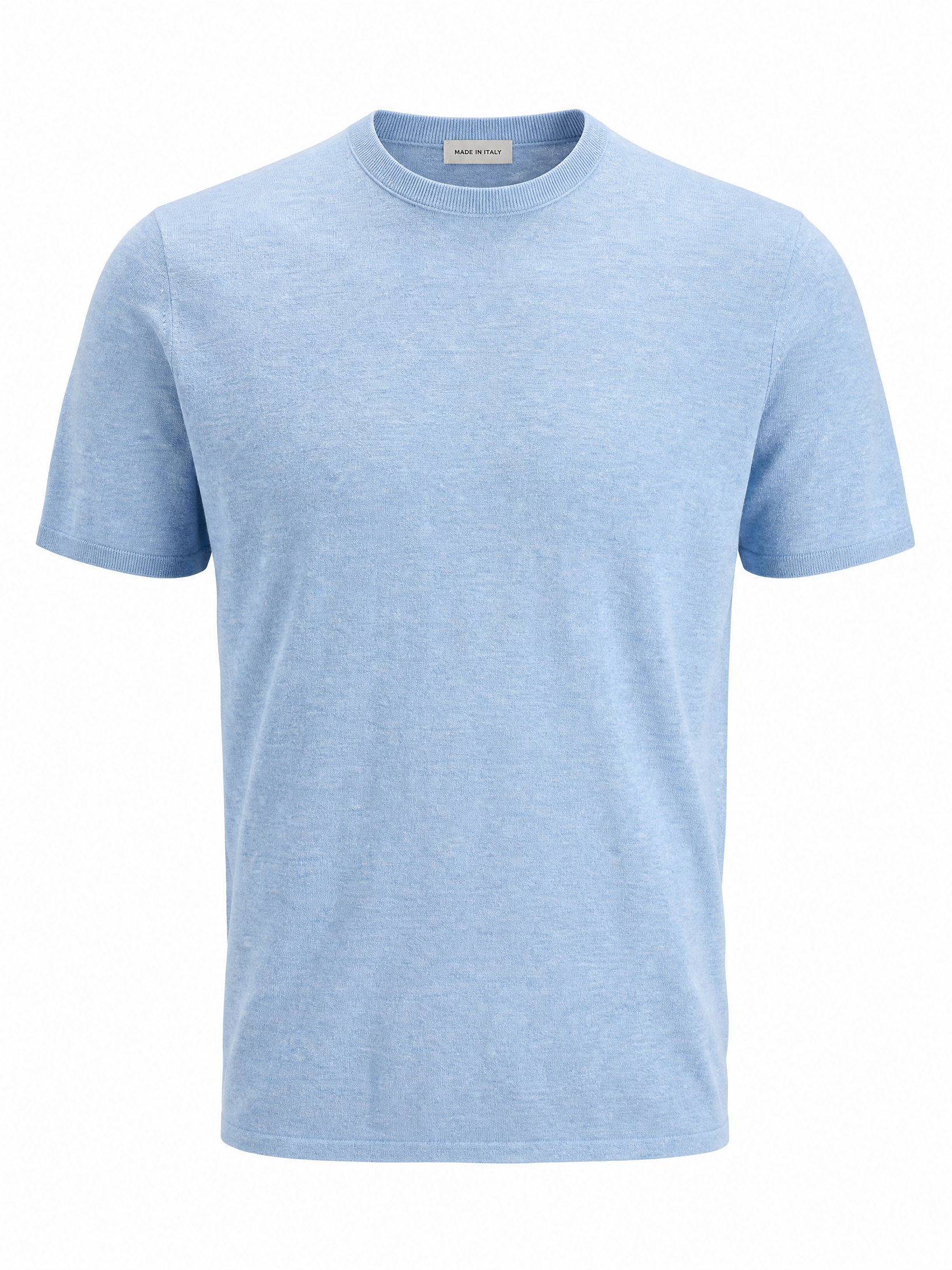 SAND Linen Crewneck T-Shirt – SKY - Ghost Mannequin Front